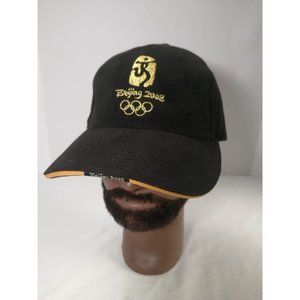 Beijing 2008 olympic baseball hat Golf cap black gold embroidered adjustable